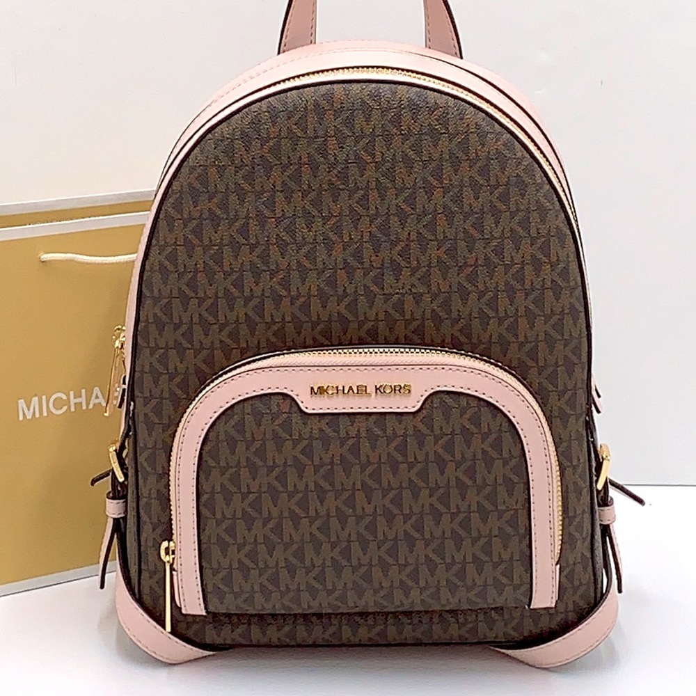 MICHAEL KORS JAYCEE MEDIUM ZIP POCKET BACKPACK POWDER BLUSH MULTI COLOR - Picture 2 of 16